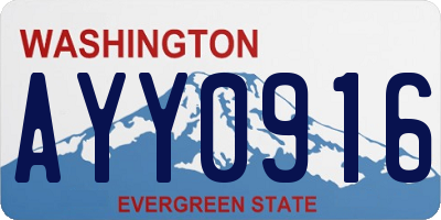 WA license plate AYY0916