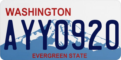 WA license plate AYY0920