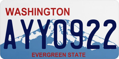 WA license plate AYY0922