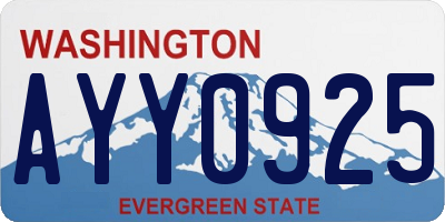 WA license plate AYY0925