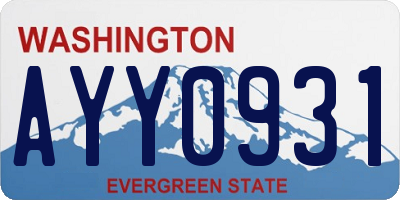 WA license plate AYY0931