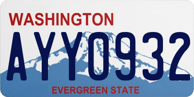 WA license plate AYY0932