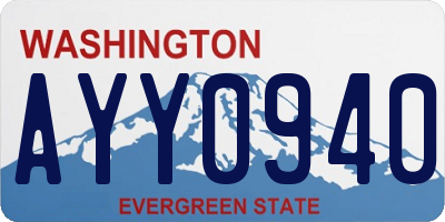 WA license plate AYY0940