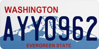 WA license plate AYY0962