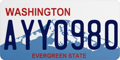 WA license plate AYY0980