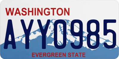 WA license plate AYY0985