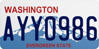 WA license plate AYY0986