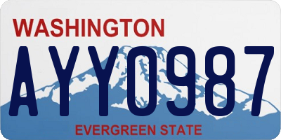 WA license plate AYY0987