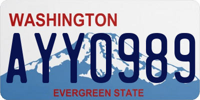 WA license plate AYY0989