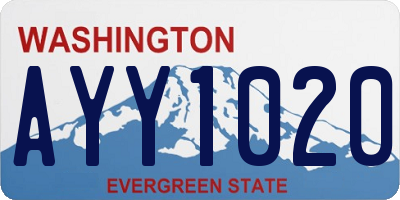 WA license plate AYY1020