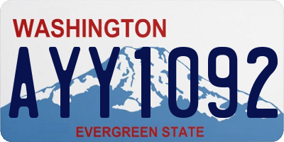 WA license plate AYY1092