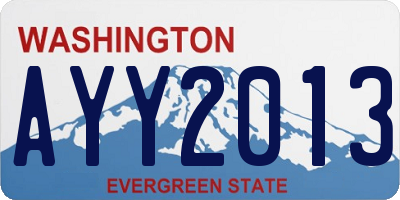 WA license plate AYY2013