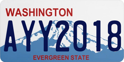 WA license plate AYY2018