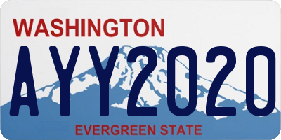 WA license plate AYY2020