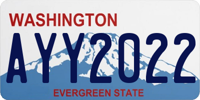 WA license plate AYY2022