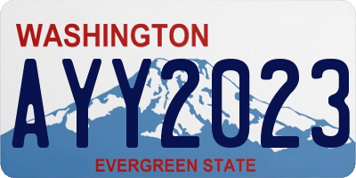 WA license plate AYY2023