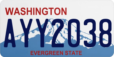 WA license plate AYY2038