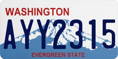 WA license plate AYY2315