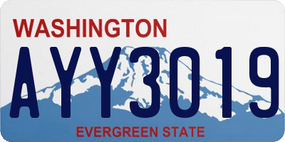 WA license plate AYY3019