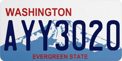 WA license plate AYY3020