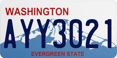 WA license plate AYY3021