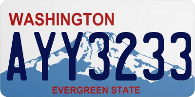 WA license plate AYY3233