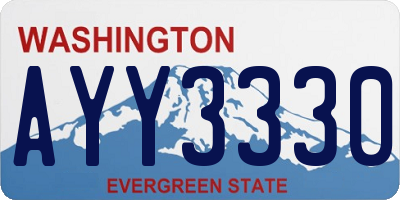 WA license plate AYY3330