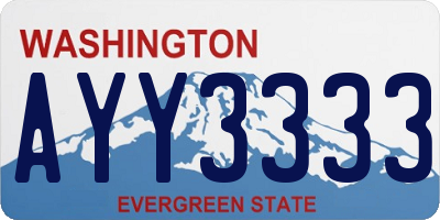 WA license plate AYY3333