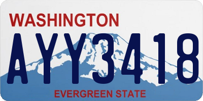 WA license plate AYY3418