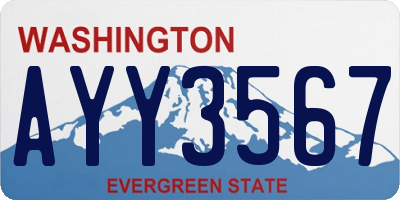 WA license plate AYY3567