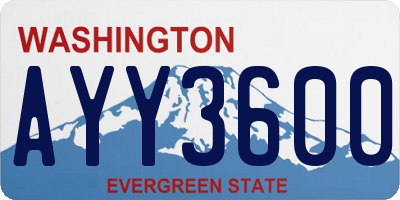 WA license plate AYY3600