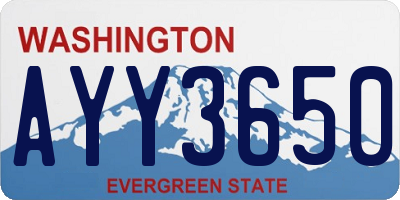 WA license plate AYY3650