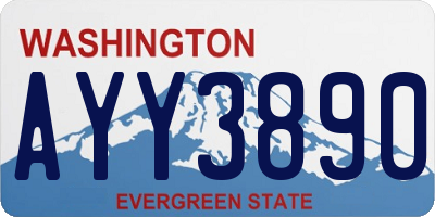 WA license plate AYY3890