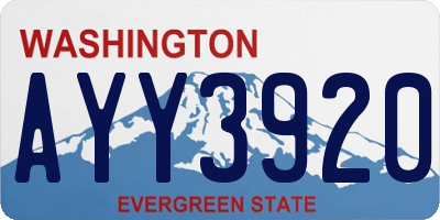 WA license plate AYY3920