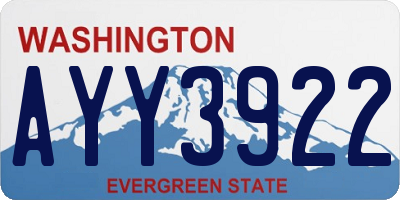 WA license plate AYY3922