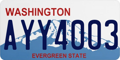 WA license plate AYY4003