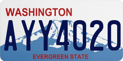 WA license plate AYY4020