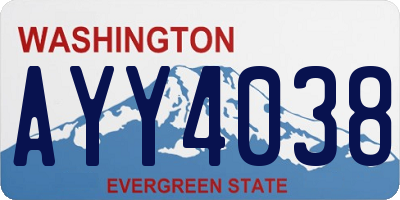 WA license plate AYY4038