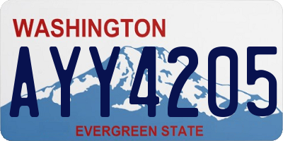 WA license plate AYY4205