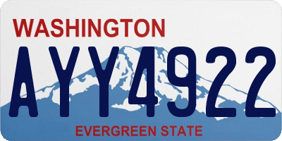 WA license plate AYY4922