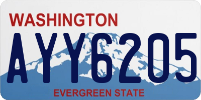 WA license plate AYY6205