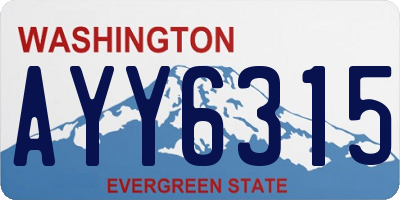 WA license plate AYY6315