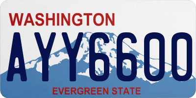 WA license plate AYY6600