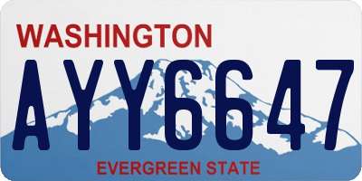 WA license plate AYY6647