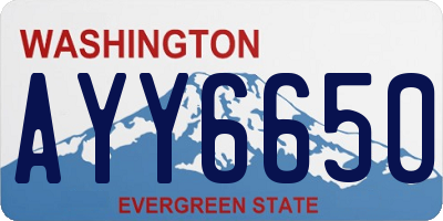 WA license plate AYY6650