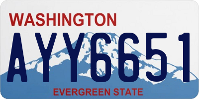 WA license plate AYY6651