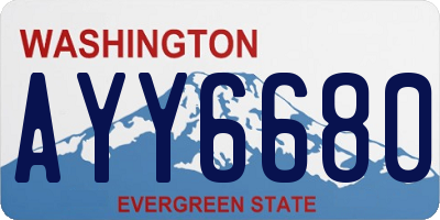 WA license plate AYY6680