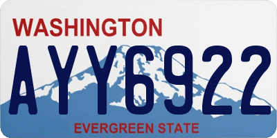 WA license plate AYY6922