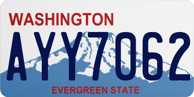 WA license plate AYY7062