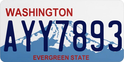 WA license plate AYY7893